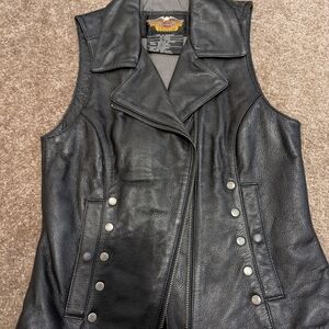 Women's Black Leather Vest